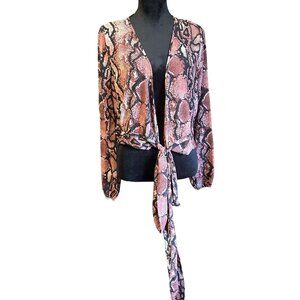 💖Fashion Nova, black and pink snake print long sleeve blouse
